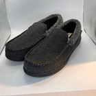 Dearfoams Mens Moccasin Slippers Charcoal Grey Size Large 11-12 New W o Box