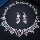 Women Bridal Chandelier Earrings And Necklace Silver Plated Zirconia Jewelry Set
