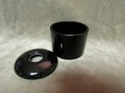 Vintage 1920 s Black Glass Ink Well Jar cover With Lid-hole In Top Minor As Is