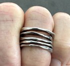 5 Vtg Rlm Studios Sterling Silver Hammered Stacking Rings Size 7 - Shape Variety