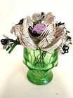 Vintage Hand Made French Glass Iridescent Beaded Flowers 8 Pieces