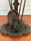 Rare Vintage Antique 1870 Brass And Iron Eastlake Fireplace Heavy Duty Tool Set