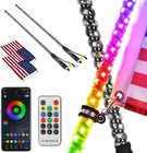 2pcs 3ft Rgb Spiral Led Whip Lights Antenna Chase   Flag remote For Atv Utv