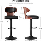 Set Of  2  Swivel Bar Stools Full Back Upholstered Black Faux Leather Adjustable