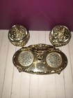 Vintage Silver Plated Ornate Condiment Jam Caddy Set No Spoons