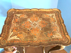 Vtg Set 2 Italian Florentine Wood Gold Gilt Nesting Tbls  Hollywood Regency Mcm