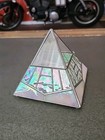 Iridescent Stained Glass Pyramid Trinket Jewelry Box Welded Hinged Top