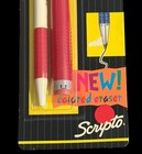 Vintage 1991 Scripto Student Mechanical Pencil   Eraser Set  5mm Lead Red Nos