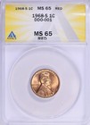 1968   s Lincoln Cent Ddo   001 Doubled Die Obverse Anacs Ms   65 Rd