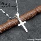 16  2 women 925 Sterling Silver Small Plain Cross Pendant Chain Necklace awn15