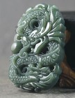 Chinese Natural Hetian Jade Hand Carved Vintage Dragon Pendant Statue Necklace