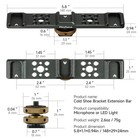 Triple Cold Shoe Extension Bar Mount  Aluminum Alloy Hot Shoe Mount Bracket W   