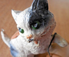 Antique Painted Metal Kitty Cat Pin Cushion Thread Holder Mi Germany