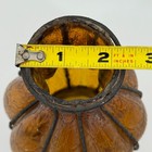 Vintage  Amber Caged Glass Lamp Shade Spanish Revival Hurricane Globe Iron Frame