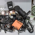 Large Lot Assorted 35mm Camera Lens Acessories Flash Hoods Filters Tripod Etc 