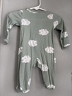 Carter s Footed Zip Sleeper Newborn Green White Cloud Print Cotton Knit