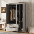 3 Doors Wood Wardrobe Armoire Closet W mirror drawers Storage Clothes Cabinet