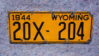 1944 Wyoming Fiberboard License Plate