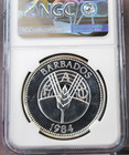 1984 Barbados Silver 50 Dollars Fao Flying Fish Ngc Ms 62 Dpl Extremely Rare