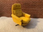 Lundby Dollhouse Yellow Corduroy Swivel Chair 1 16 Vintage - Nice Condition