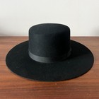 Vintage Stetson Beaver Felt Fedora Hat Black Wide Brim Western Dress Size 6 7 8