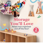 Stuffed Animal Hammock 2-pack   Corner Toy Storage Net With Hooks  white 