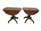 Pair Of 1880s Victorian Solid Walnut Antique End Tables Work Sewing Stand