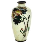 Antique Cloisonne Enameled Cabinet Vase With Flowers  Signed  Early 20thc