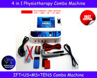 Portable 4-in-1 Tens Ift Ultrasound Ms Physiotherapy Machine  New