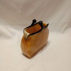 Art Glass Purse Vase - Butterscotch Slag Glass - Mcm Style Handbag Decor