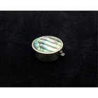 Vintage Mexico Alpaca Silver Abalone Mother Of Pearl Round Trinket Pill Box