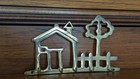 Vintage Solid Brass Wall Hanging Key Holder House Tree Kitschy Patina