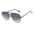 Oversized High Key Metal Aviator Flat Lens Black Frame Smoke Gradient Fade Lens
