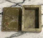 Vintage Jade Trinket Jewelry Box  Mother Of Pearl Inlay Natural Stone