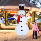 6ft Lighted Snowman With Top Hat   Red Scarf  Pop-up Flannel With 200 Led Lights