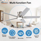 52 Inch Ceiling Fans With Lights And Remote  Brushed Nickel Flush Mount Low Prof
