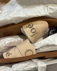 Chloe Beige Canvas Logo Slide Sandals  comes With Box And Dust Bag 