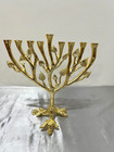 Handicraft 9 Branch Jewish Hanukkah Menorah   Brass Chanukah Candle Holder