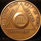 Alcoholics Anonymous 49 Year Aa Back Bronze Medallion Chip Coin Token Sobriety