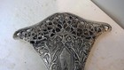 Victorian Fan Shaped Silver Plate Flower Vase  Ornate Solid Filigree   Nice 