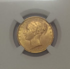 1871 Great Britain 1 Sovereign Gold Coin Victoria Shield Ngc Ms 63
