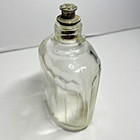 Germany Clear Glass Perfume Bottle With Cork Silver Dapper Under Silver Cap Vtg