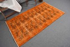 Turkish Accent Rug  3 6x6 1 Ft Vintage Rug  Orange Oriental Wool Rug