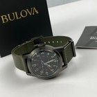 Bulova 98a255 Military Hack Automatic Men s Watch Black Dial Green Leather Strap