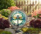 Magnolia Garden 10-inch Stained Glass Dragonfly Decorative Stepping Stone     Jewe