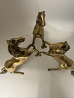 Rare Vintage Mcm Solid Brass 3 Horse Rearing Crystal Ball Statue Figurine Mcm