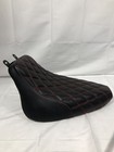 Black Diamond Stitch Motorcycle Seat Red Stitching W  Brackets 