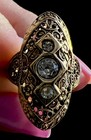 Beautiful 14k Gold Plated   Filigree W three Rhinestones  many Sizes Available 