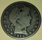 One Morgan   Four Walking Liberty Half Dollars  1914-s  1917  1918  1935  1940
