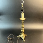 Vtg Brass Pricket Candlestick Table Lamp Dual Light Claw Footed Heavy Mcm 23   
